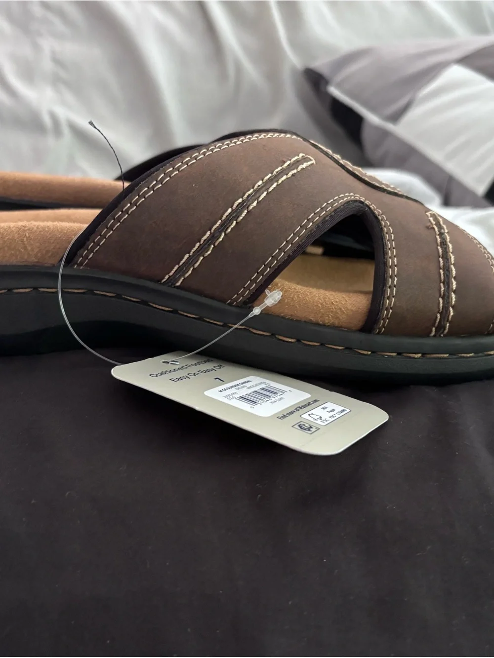 George Men’s Brown Cushioned Slide Sandals Size 7 New With Tags